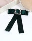 Fashion Dark Green Square Shape Diamond Decorated Bowknot Brooch