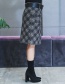 Fashion Black+gray Grid Pattern Decorated Simple Skirt