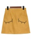 Fashion Yellow Eyes Pattern Design Simple Skirt