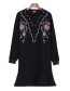 Fashion Black Flower Pattern Decorated Thicken Dress