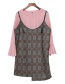 Fashion Gray+pink Grid Pattern Decorated Simple Dress