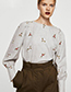 Trendy Gray Flower Pattern Decorated Simple Shirt