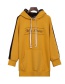Trendy Yellow Letter Pattern Decorated Loose Hoodie