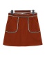 Trendy Dark Brown Lines Pattern Decorated Simple Skirt