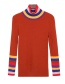 Trendy Dark Brown Stripe Pattern Decorated High-neckline Sweater
