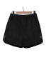 Trendy Black Pure Color Decorated Large Shorts