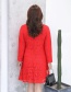 Trendy Red Lace Decorated Long Sleeves Cheongsam Dress