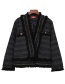 Trendy Black Stripe Pattern Decorated Thicken Coat