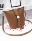 Fashion Brown Tassel Decorated Pure Color Shoulder Bag