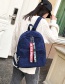 Fashion Dark Blue Ribbons Decorated Simple Backpack