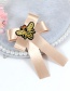 Trendy Beige Embroidered Bee Design Bowknot Brooch