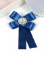 Trendy Blue Oval Shape Diamond Design Bowknot Brooch