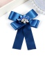 Trendy Blue Oval Shape Diamond Design Bowknot Brooch