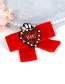 Lovely Red Heart Shape Decorated Brooch