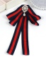 Elegant Red+navy Color-matching Decorated Bowknot Brooch