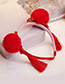 Fashion Plum Red Tassel Decorated Pom Hair Clip (4 Pcs )