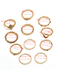 Fashion Gold Color Heart Shape Design Ring Sets(11pcs)