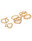 Fashion Gold Color Diamond Decorated Heart Shape Design Ring(8pcs)
