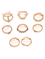 Fashion Gold Color Diamond Decorated Heart Shape Design Ring(8pcs)