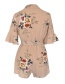 Fashion Khaki Flower Shape Decorated Jumpsuits