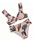 Elegant Pink Leaf Shape Decorated Swimwear