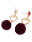Fashion Red Pom Ball Decorated Earrings