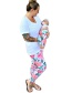 Trendy Pink Flower Pattern Decorated Long Pants(for Mother)