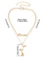Elegant Gold Color Letter Shape Decorated Double Layer Necklace