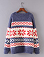 Fashion Blue V Neckline Design Thicken Christmas Sweater