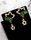 Elegant Green Star Shape Design Hollow Out Earrings