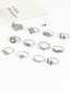 Fashion Silver Color Hollow Out Design Pure Color Ring Sets(6pcs)