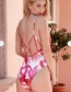 Sexy Red Flower Pattern Decorated Backless Swimwear