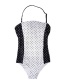 Sexy White+black Dots Pattern Design Backless Swimwear