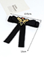 Trendy Black Embroidered Bee Decorated Bowknot Brooch