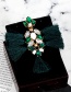 Elegant Black Diamond Decorated Tassel Earrings