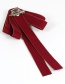 Elegant Red Round Shape Decorated Bowknot Brooch