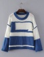 Fashion Blue Color-matching Decorated Sweater