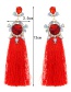 Bohemia Beige Tassel Decorated Earrings
