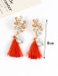 Fashion Orange Waterdrop Shape Diamond Decorated Earrings