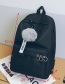 Fashion Black Fuzzy Ball Decorated Backpack