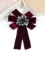 Fashion Claret Red Flower Shape Decorated Bowknot Brooch