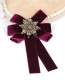 Fashion Claret Red Bead Decorated Bowknot Brooch