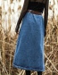 Fashion Blue Pocket Shape Decorated Skirt