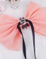 Trendy Pink Oval Shape Diamond Decorated Bowknot Brooch