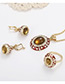 Fashion Gold Color+red Oval Shape Design Color Matching Jewelry Sets