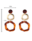 Fashion Silver Color+brown Circular Ring Decorated Simple Earrings