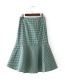 Fashion Green Grid Pattern Decorated Asymmetric Skirt