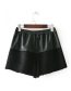Fashion Black Pure Color Decorated Patchwork Shorts