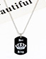Fashion Silver Color+black King Pattern Decorated Necklace