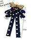 Fashion Navy Bee Shape Decorated Bowknot Brooch